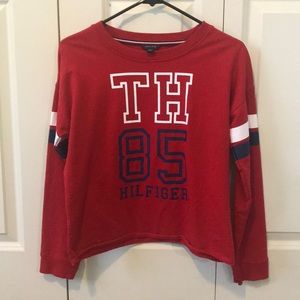 Red tommy hillfiger girls long sleeve shirt